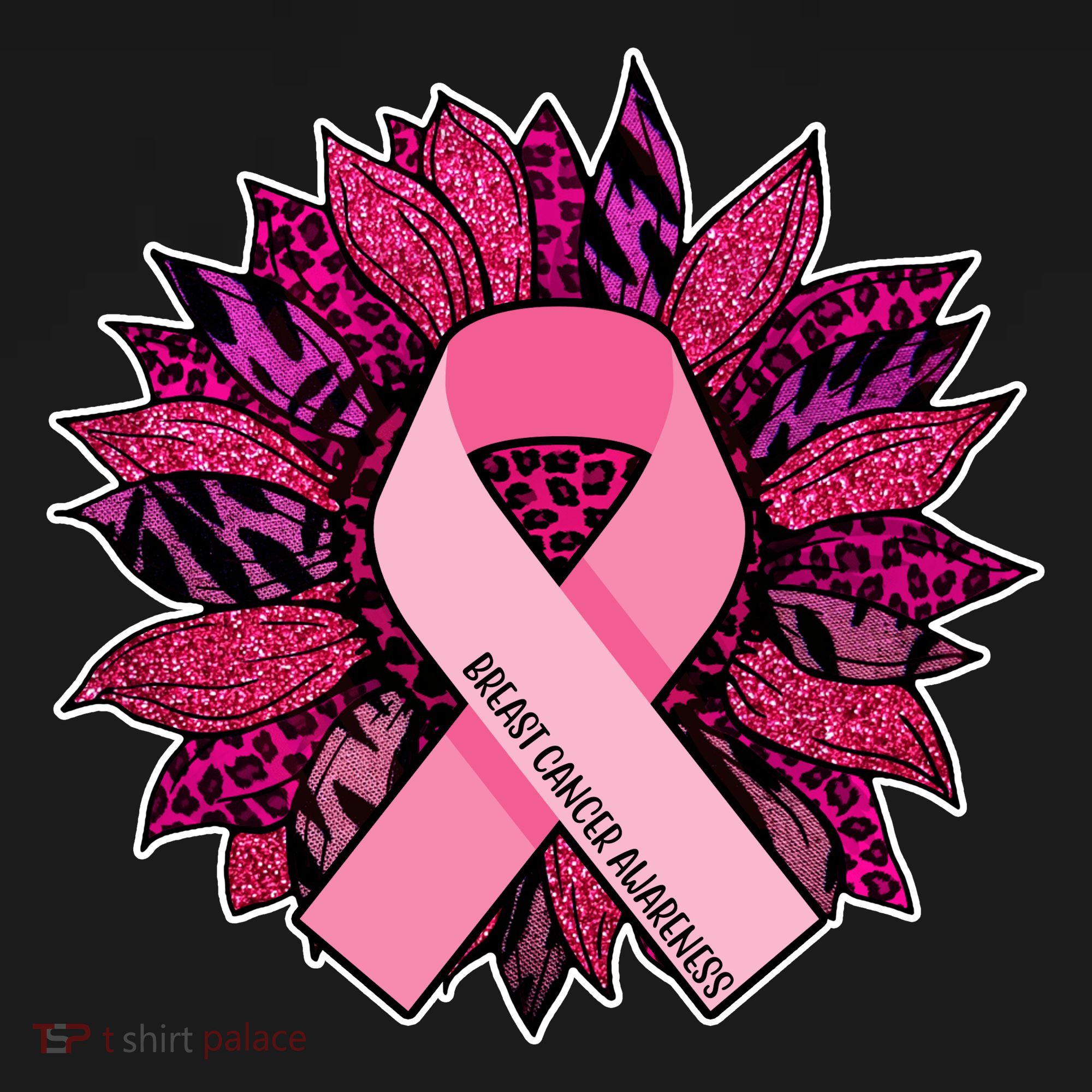 Breast Cancer Awareness Flower Ribbon Tote Bag