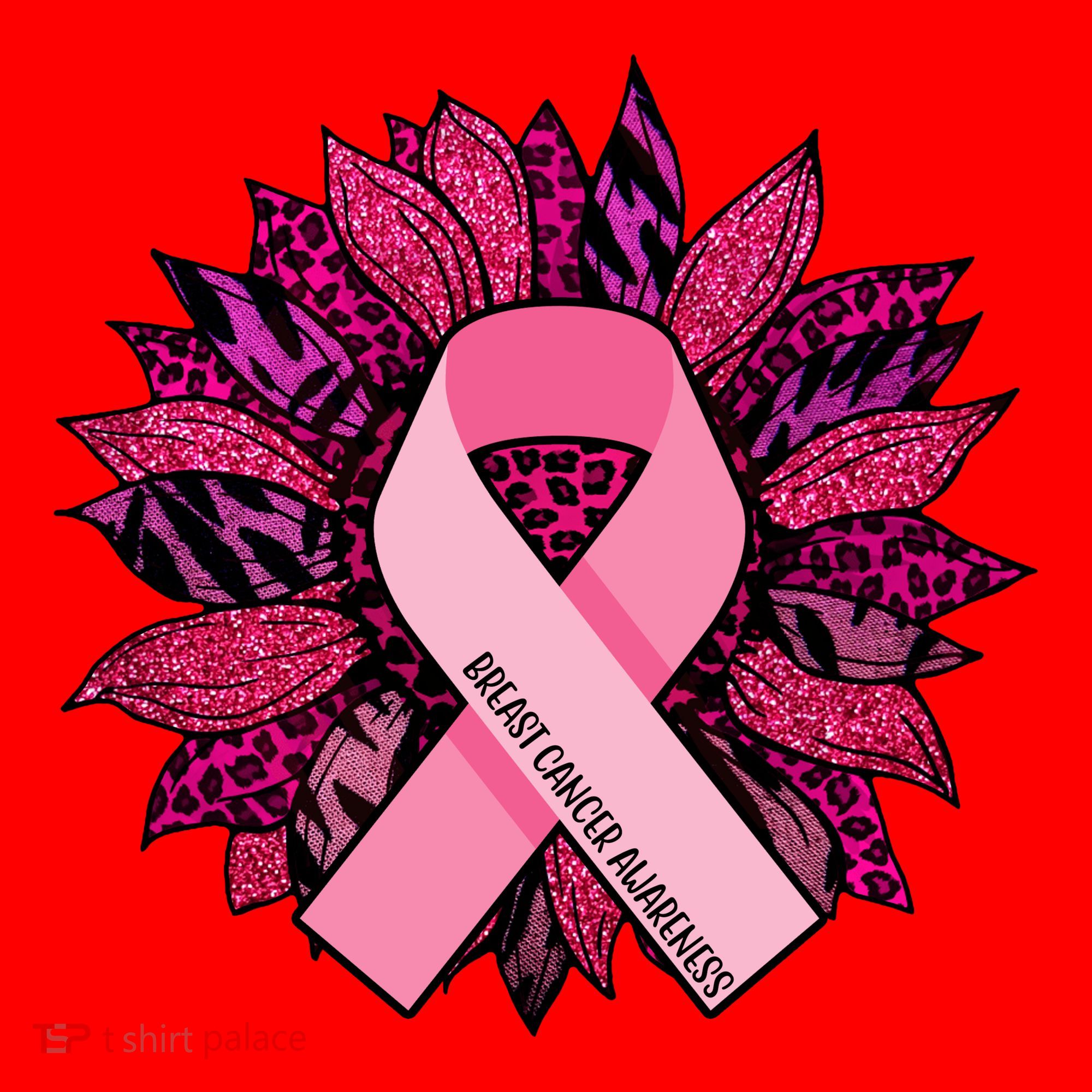 Breast Cancer Awareness Flower Ribbon Santa Hat