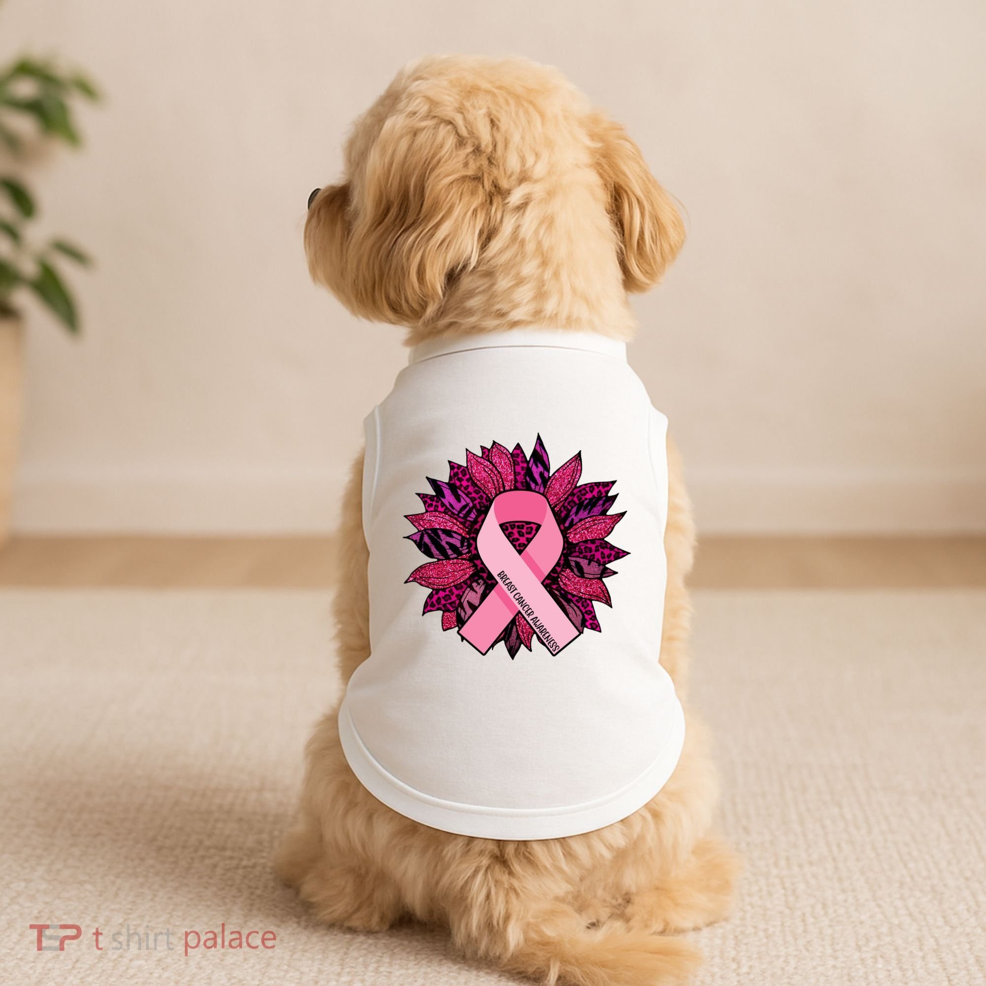 Breast Cancer Awareness Flower Ribbon Doggie Tank