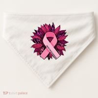 Breast Cancer Awareness Flower Ribbon USA-Made Doggie Bandana thumb 0
