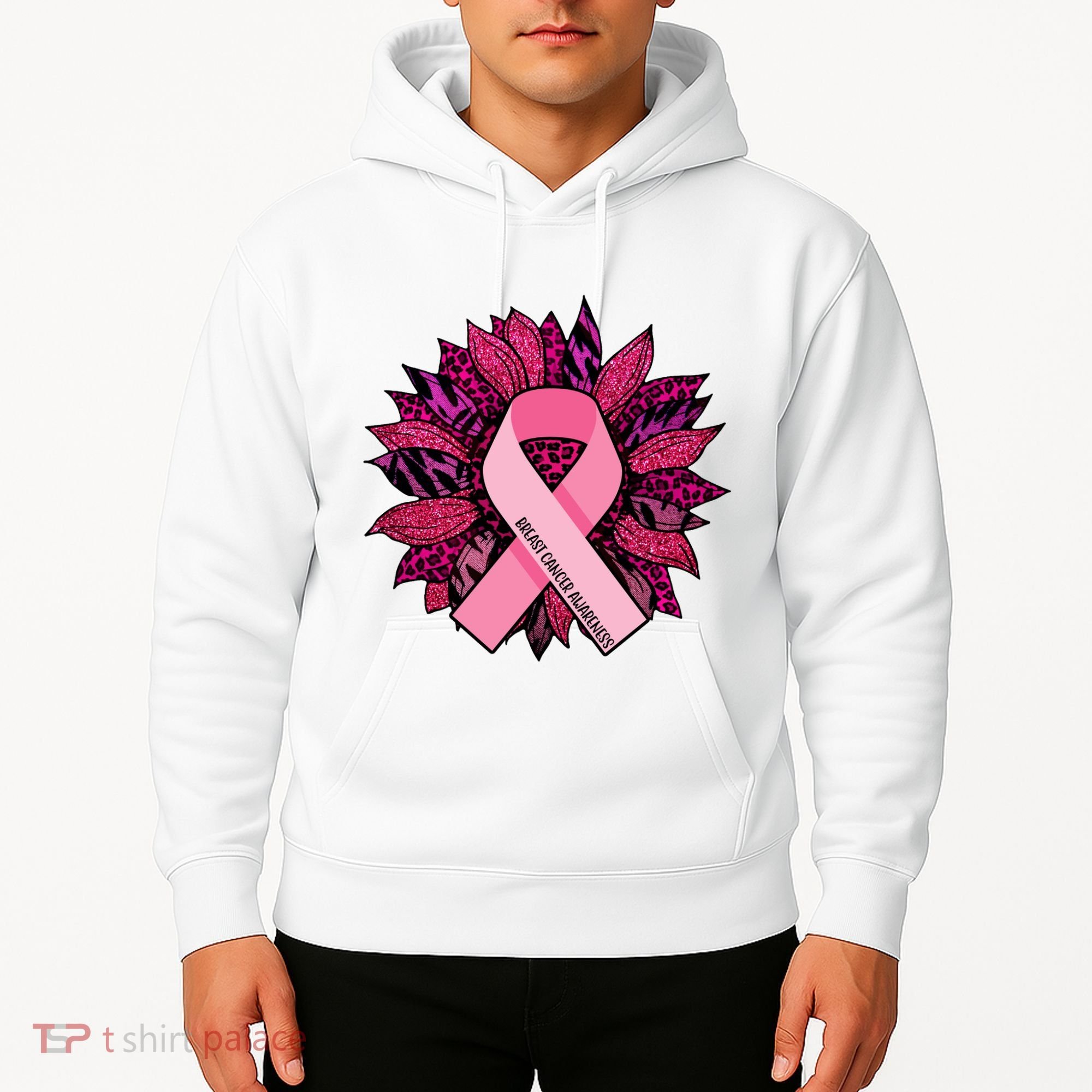 Breast Cancer Awareness Flower Ribbon Hoodie