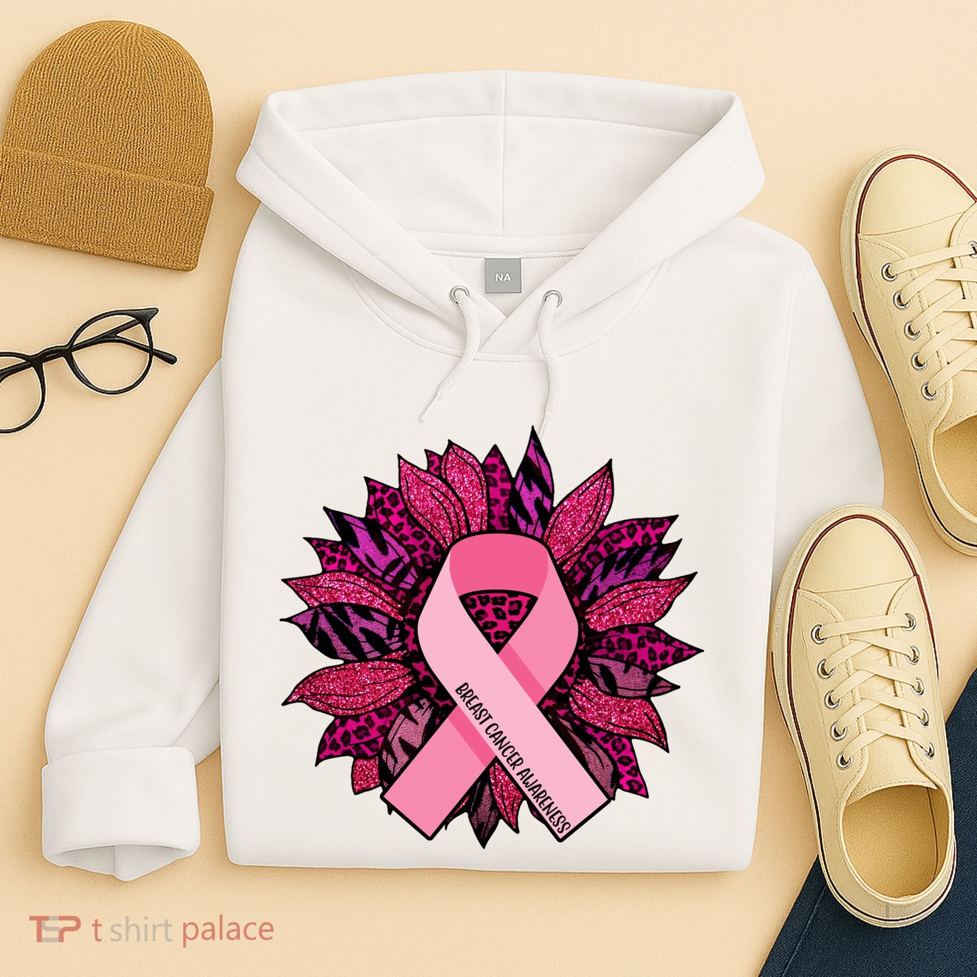 Breast Cancer Awareness Flower Ribbon Hoodie