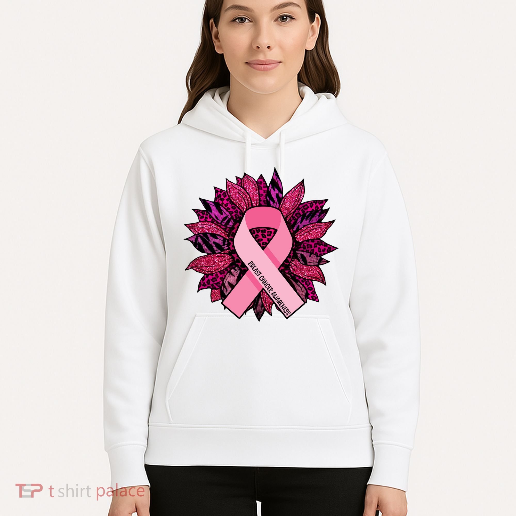 Breast Cancer Awareness Flower Ribbon Hoodie