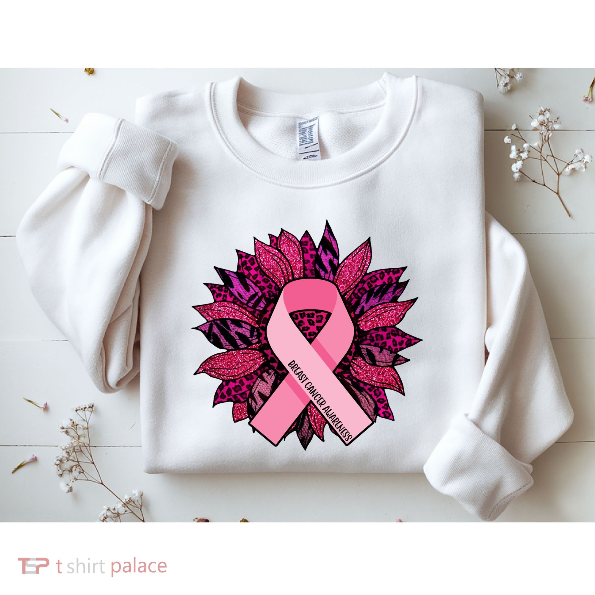 Breast Cancer Awareness Flower Ribbon Sweatshirt