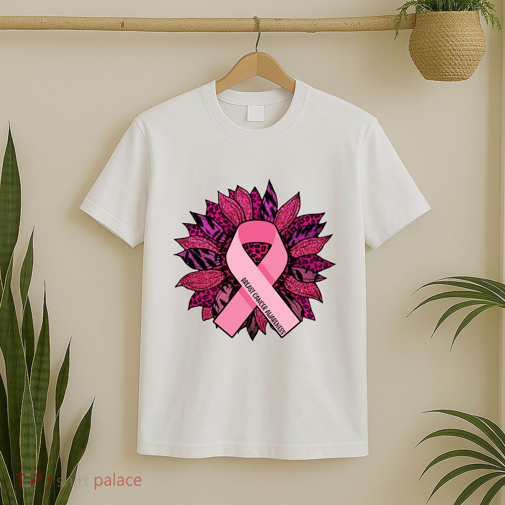 Breast Cancer Awareness Flower Ribbon T-Shirt
