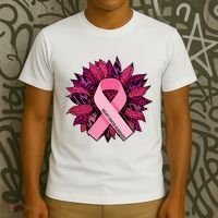 Breast Cancer Awareness Flower Ribbon T-Shirt thumb 3