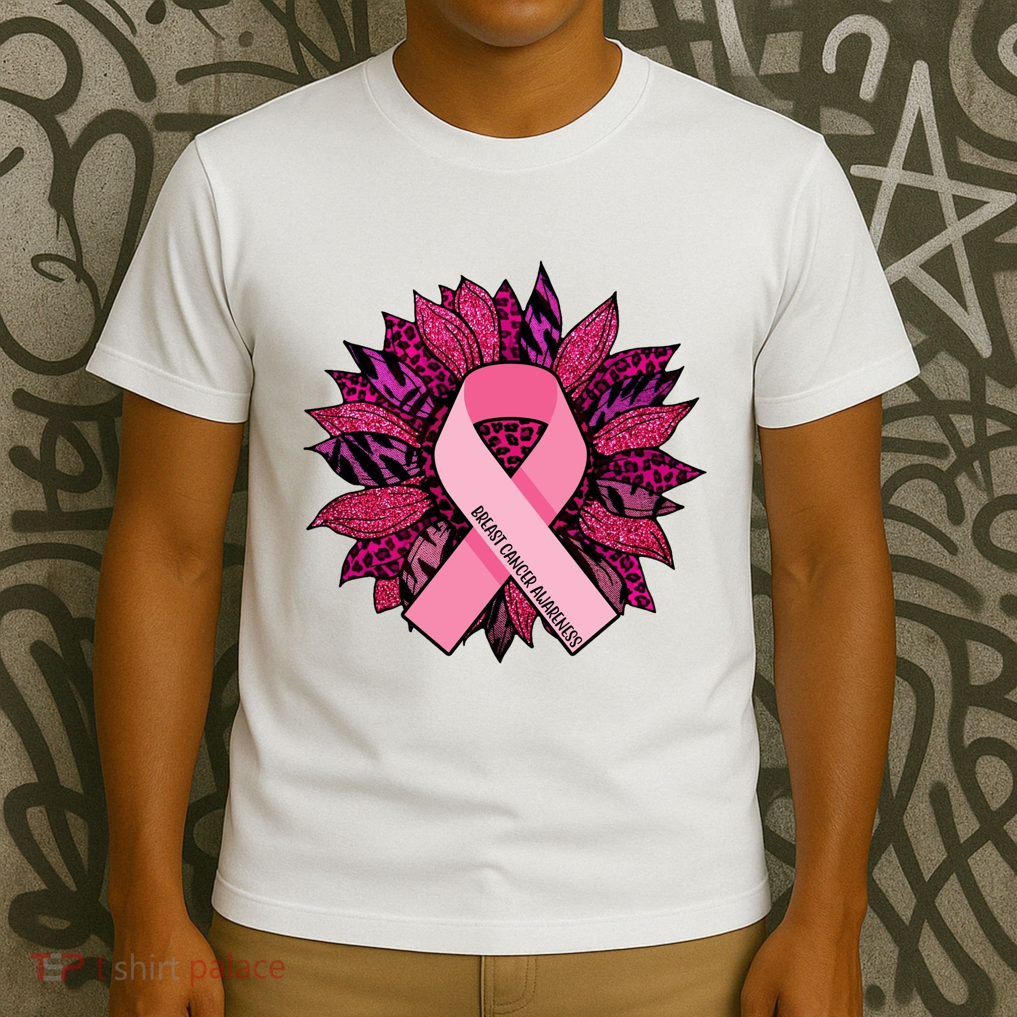 Breast Cancer Awareness Flower Ribbon T-Shirt