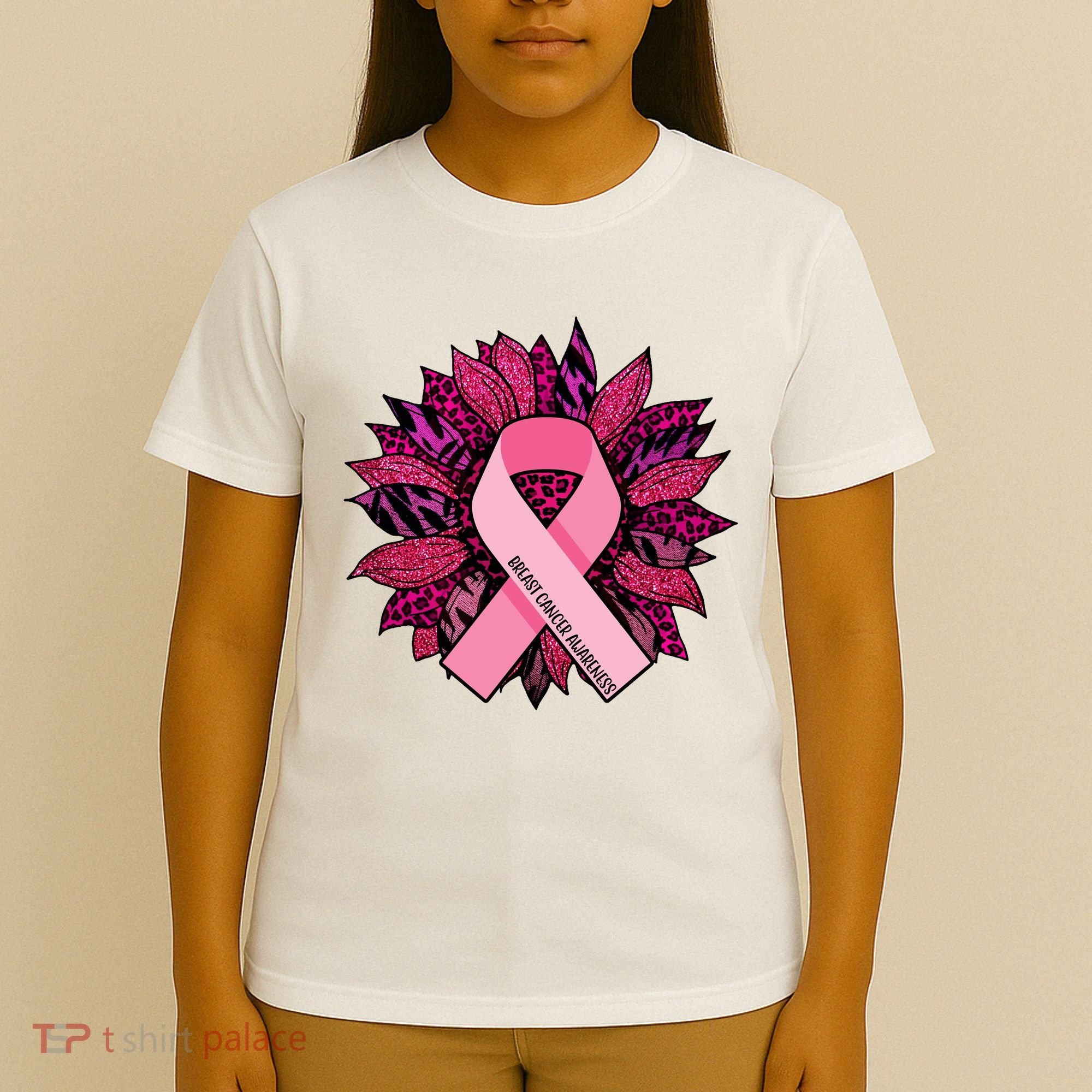 Breast Cancer Awareness Flower Ribbon T-Shirt