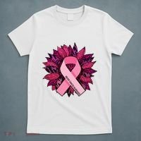 Breast Cancer Awareness Flower Ribbon T-Shirt thumb 5