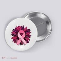 Breast Cancer Awareness Flower Ribbon Button thumb 0