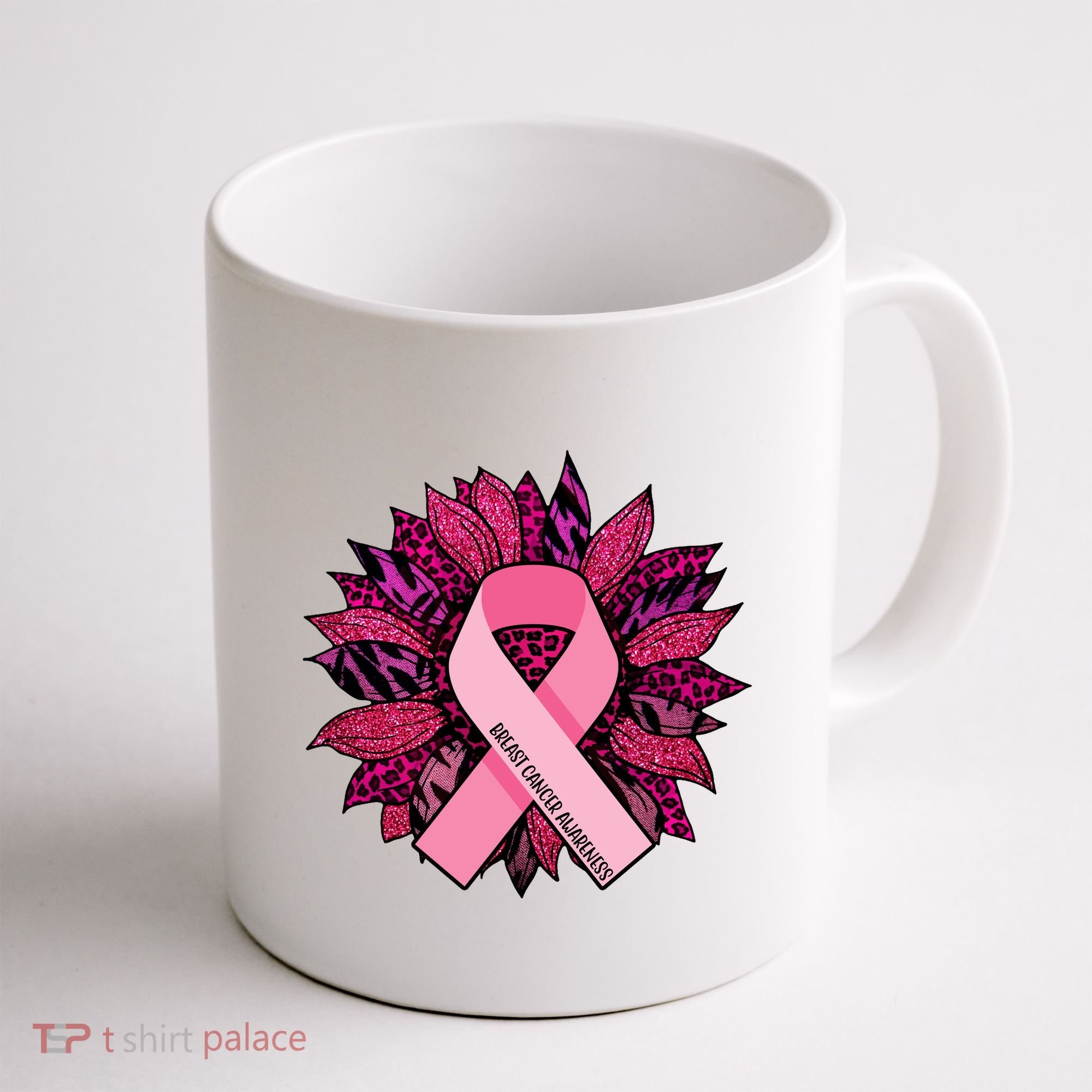 Breast Cancer Awareness Flower Ribbon Coffee Mug