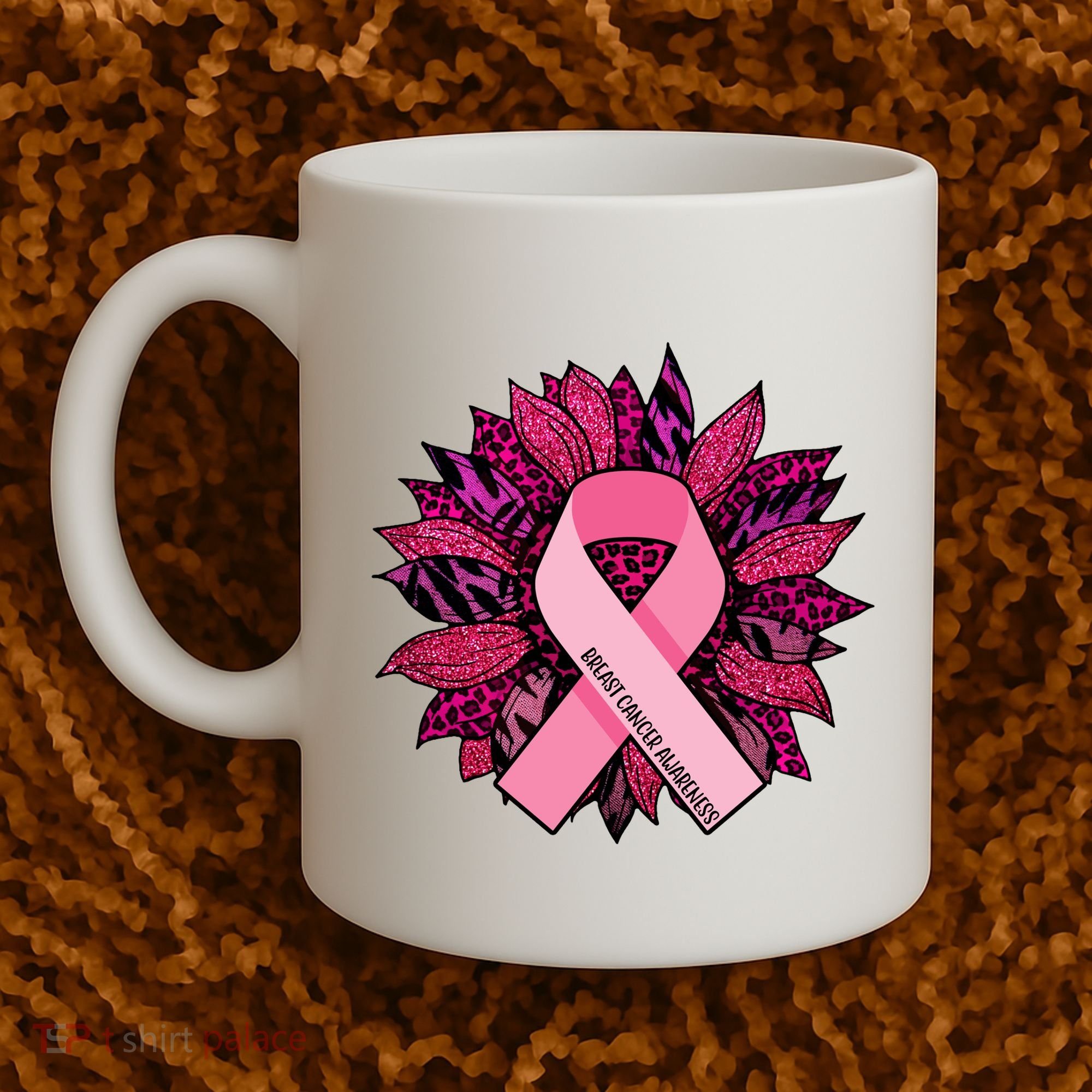 Breast Cancer Awareness Flower Ribbon Coffee Mug