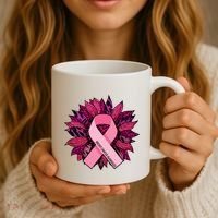 Breast Cancer Awareness Flower Ribbon Coffee Mug thumb 3