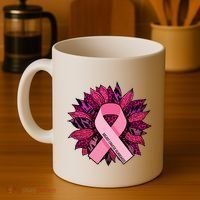 Breast Cancer Awareness Flower Ribbon Coffee Mug thumb 4