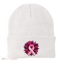 Breast Cancer Awareness Flower Ribbon Beanie thumb 0