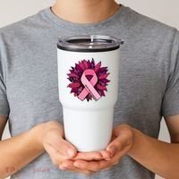 Breast Cancer Awareness Flower Ribbon Tumbler thumb 2