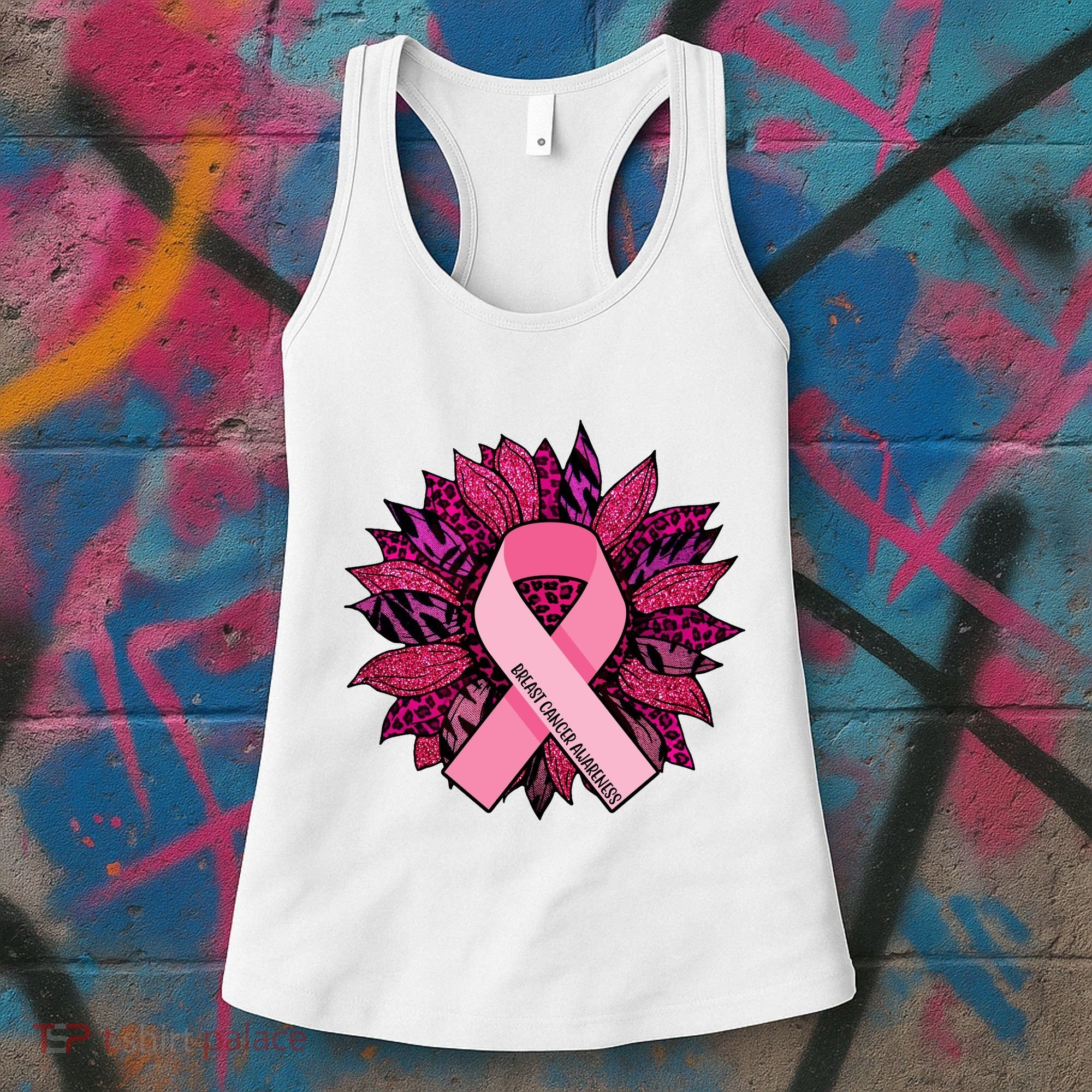 Breast Cancer Awareness Flower Ribbon Women's Tank Top