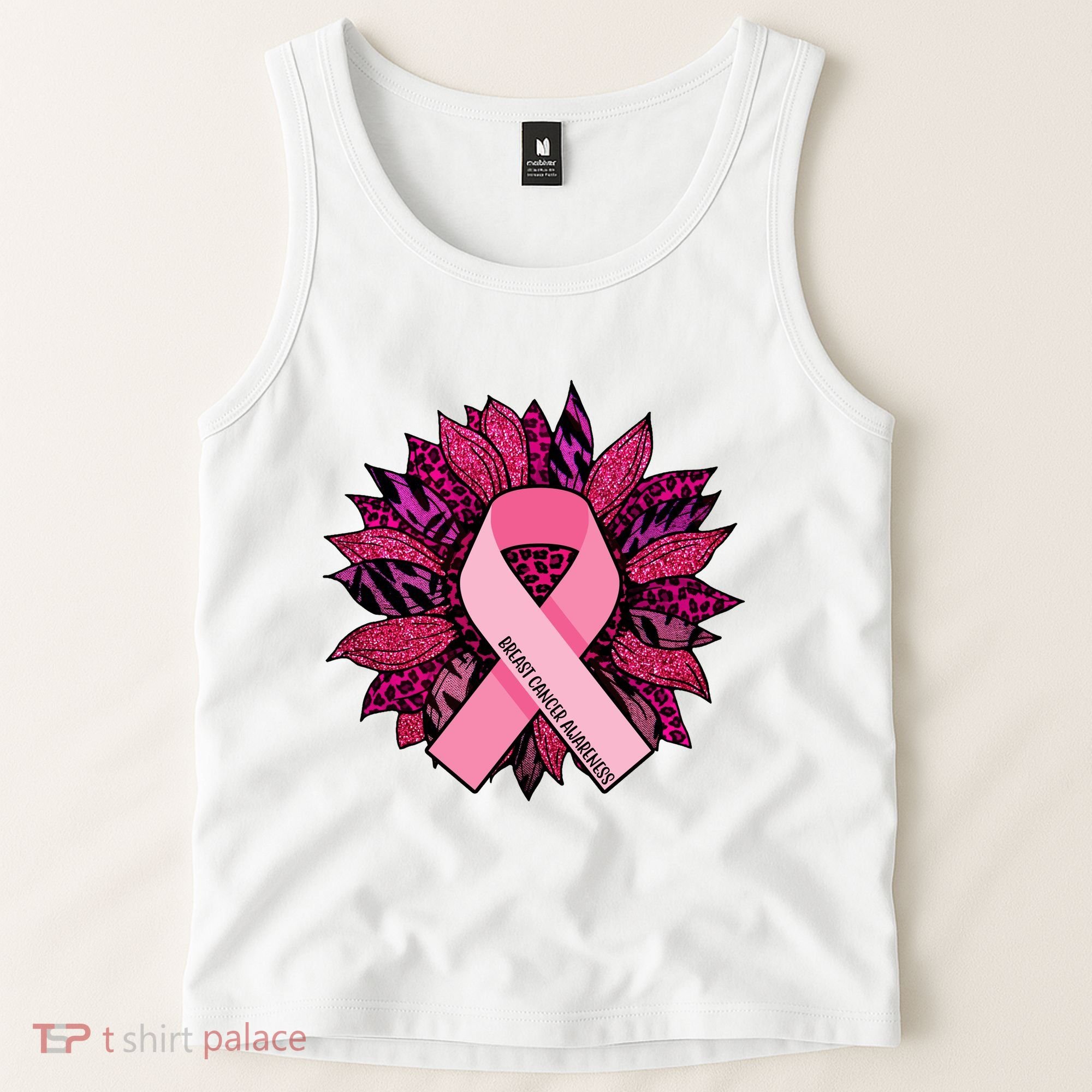 Breast Cancer Awareness Flower Ribbon Tank Top