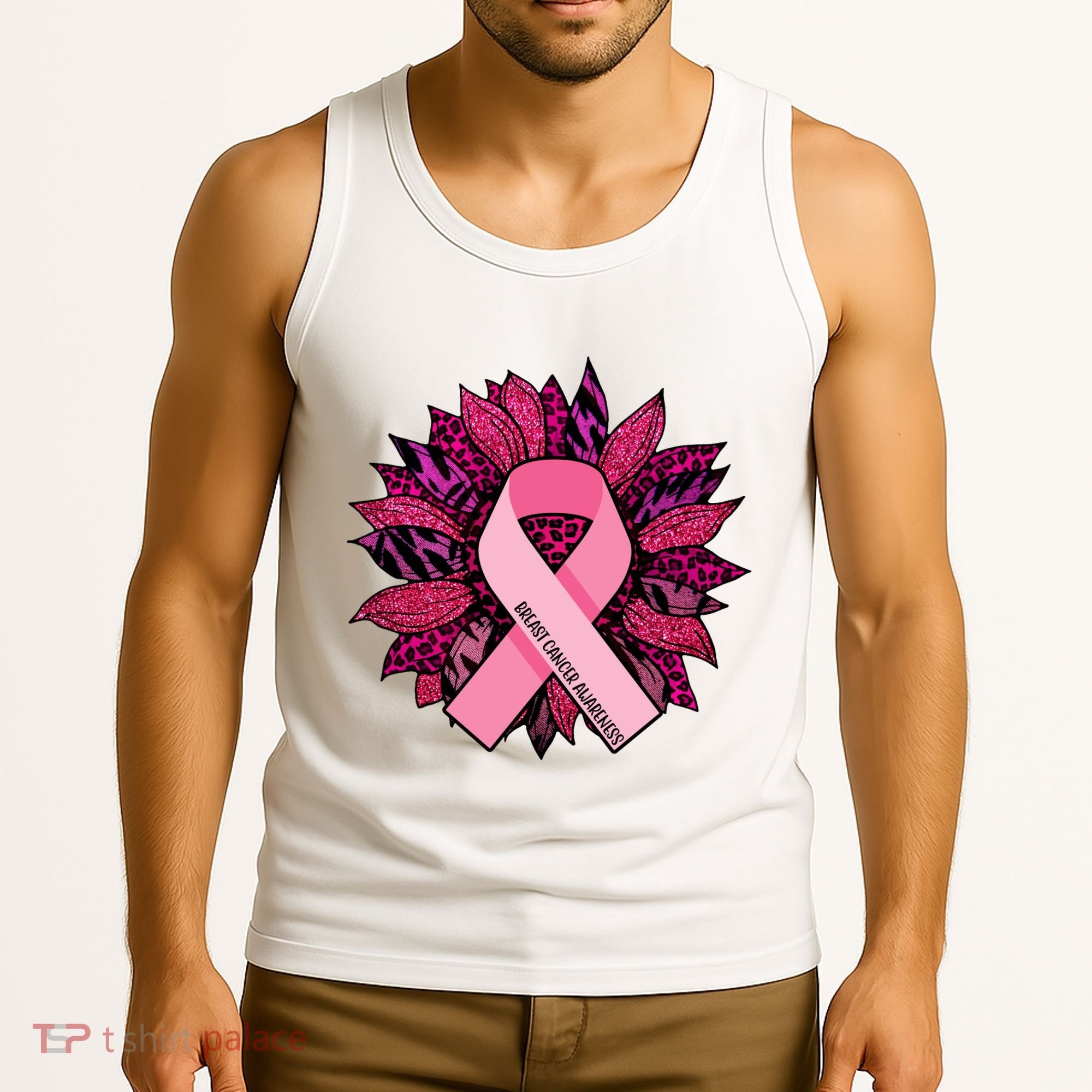Breast Cancer Awareness Flower Ribbon Tank Top