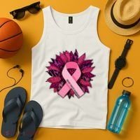 Breast Cancer Awareness Flower Ribbon Tank Top thumb 4