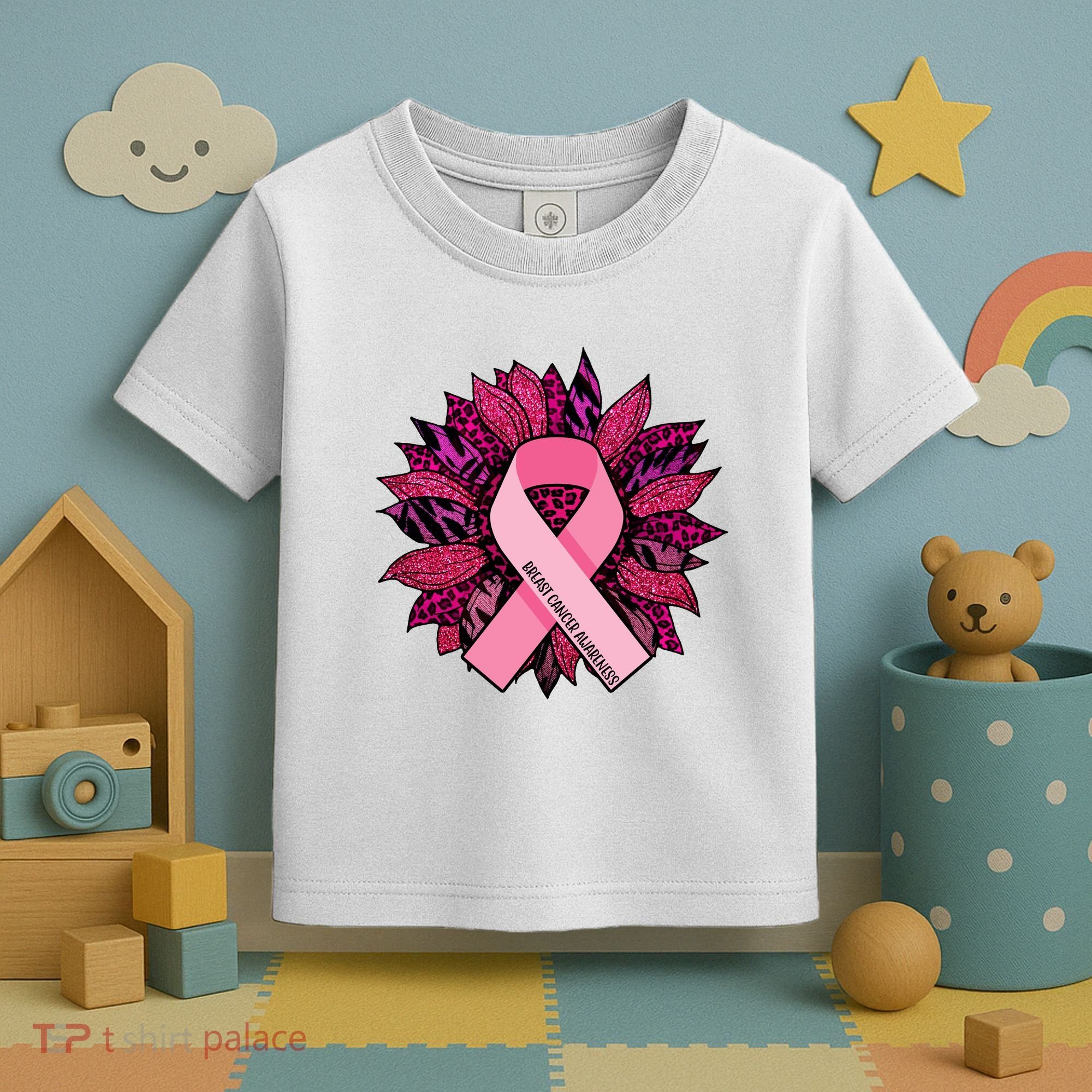 Breast Cancer Awareness Flower Ribbon Toddler T-Shirt