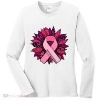Breast Cancer Awareness Flower Ribbon Women's Long Sleeve Shirt thumb 0