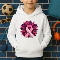 Breast Cancer Awareness Flower Ribbon Kids Hoodie thumb 2