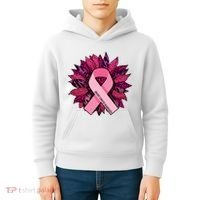 Breast Cancer Awareness Flower Ribbon Kids Hoodie thumb 4