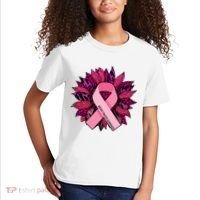 Breast Cancer Awareness Flower Ribbon Kids T-Shirt thumb 2