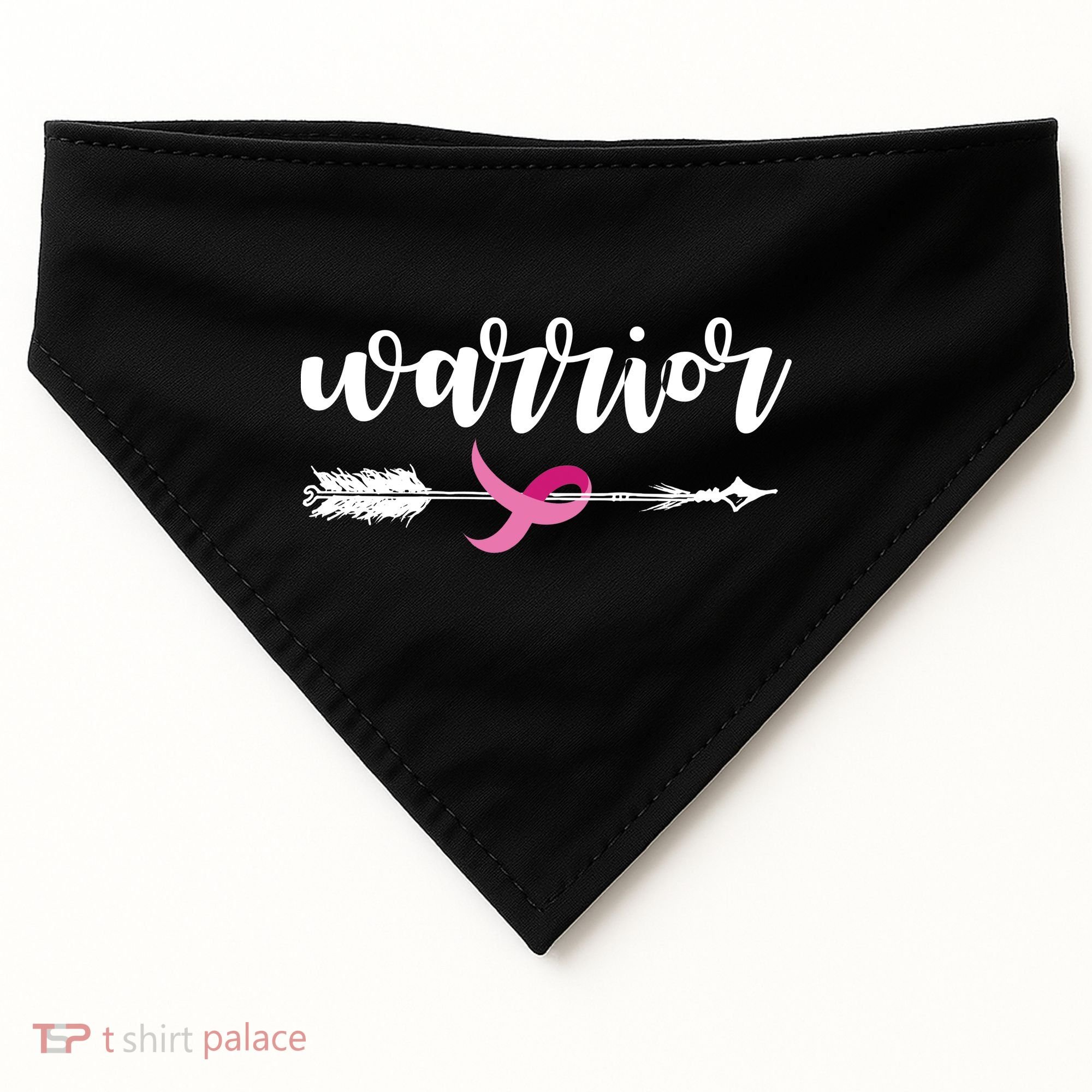 Breast Cancer Awareness Warrior Pink Ribbon USA-Made Doggie Bandana