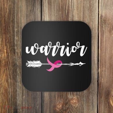 Breast Cancer Awareness Warrior Pink Ribbon Coaster