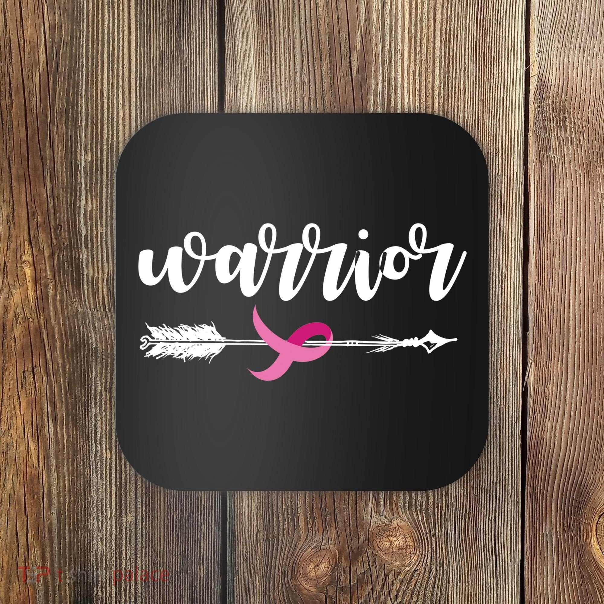 Breast Cancer Awareness Warrior Pink Ribbon Coaster