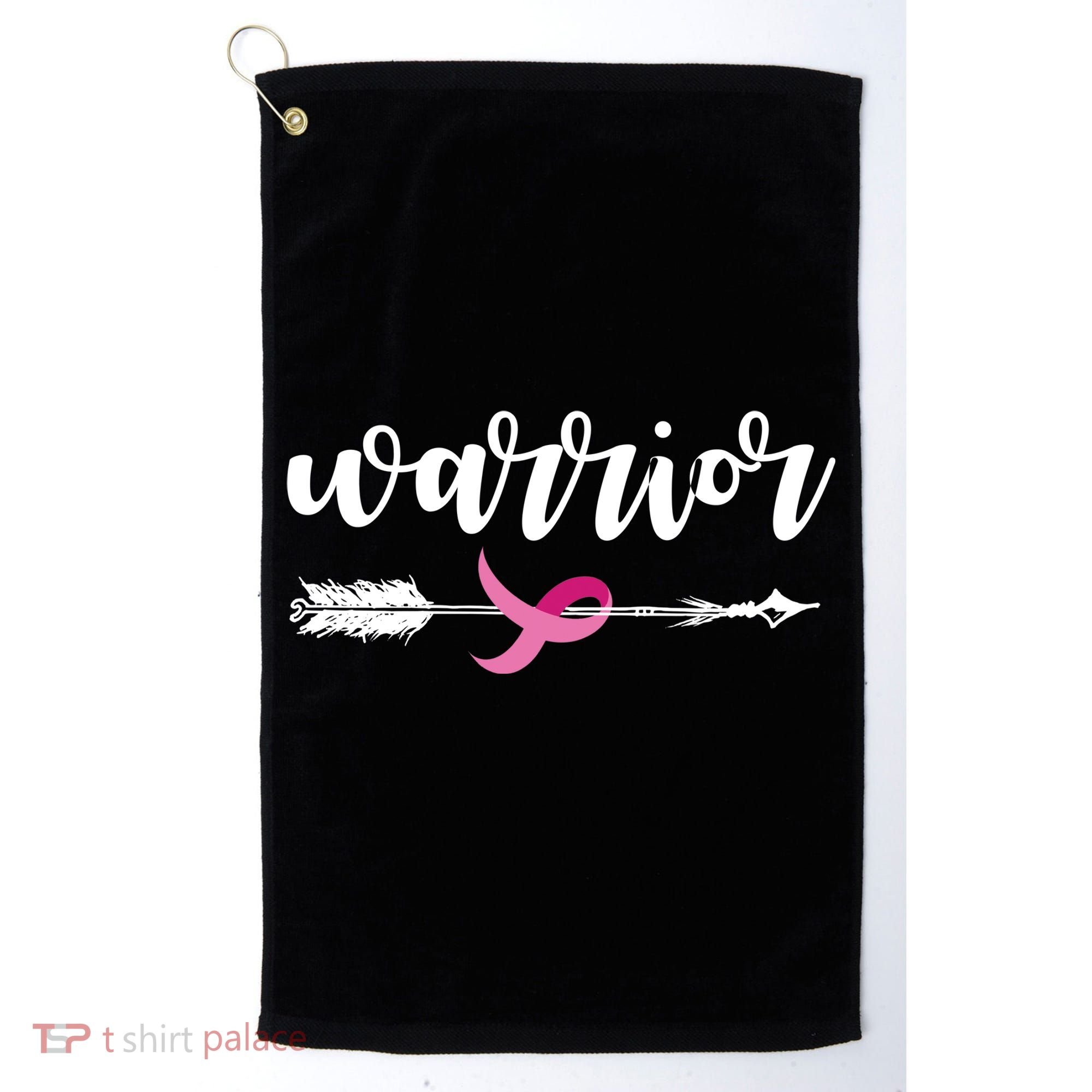 Breast Cancer Awareness Warrior Pink Ribbon Golf Towel