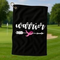 Breast Cancer Awareness Warrior Pink Ribbon Golf Towel thumb 1