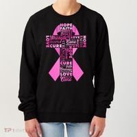 Breast Cancer Awareness Word Text Art Ribbon Cross Women's Sweatshirt thumb 0