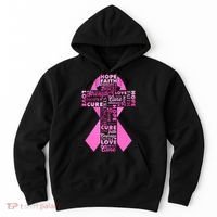 Breast Cancer Awareness Word Text Art Ribbon Cross Hoodie thumb 0