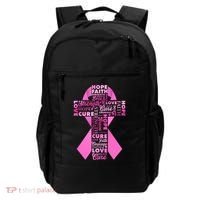 Breast Cancer Awareness Word Text Art Ribbon Cross Backpack thumb 0