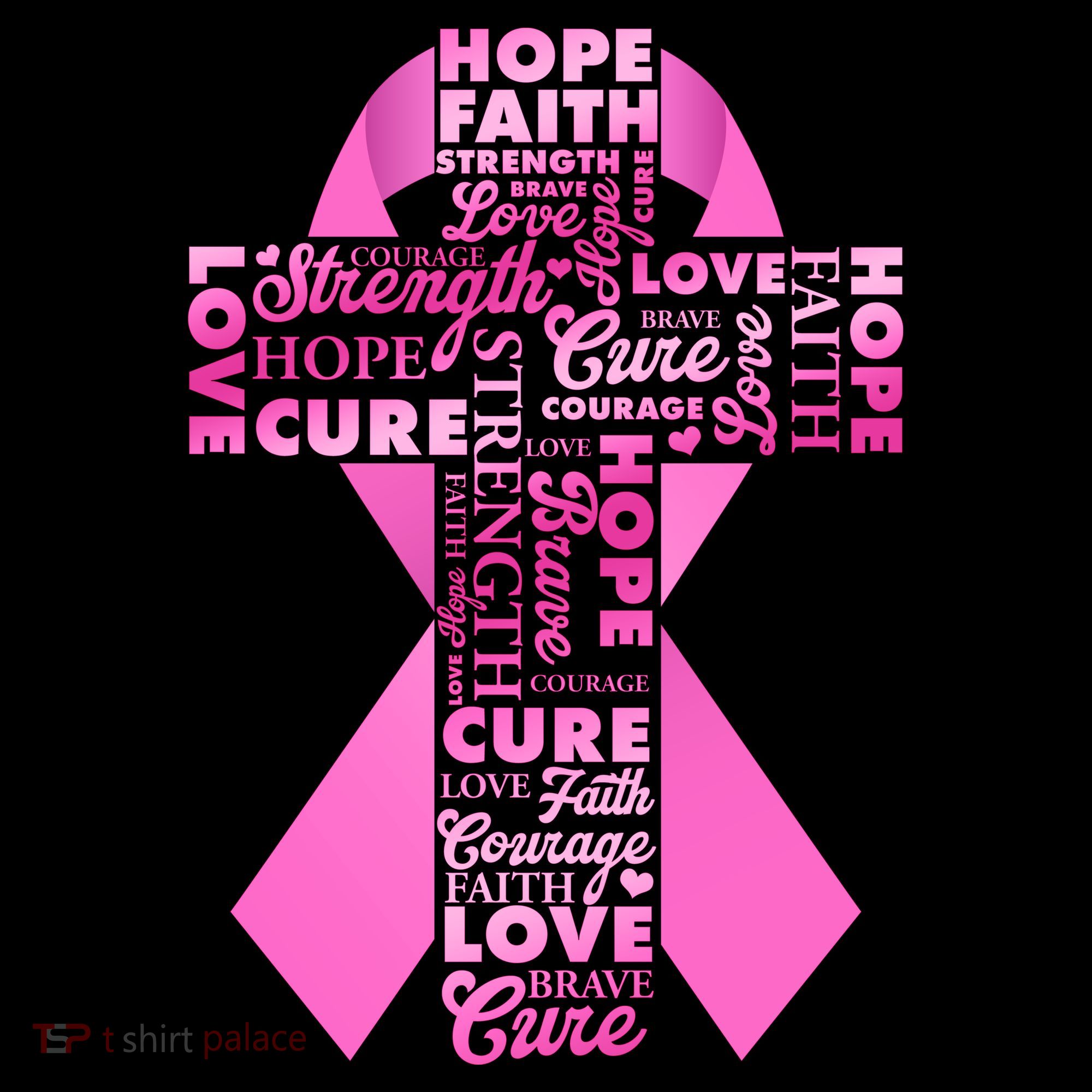 Breast Cancer Awareness Word Text Art Ribbon Cross Coffee Mug