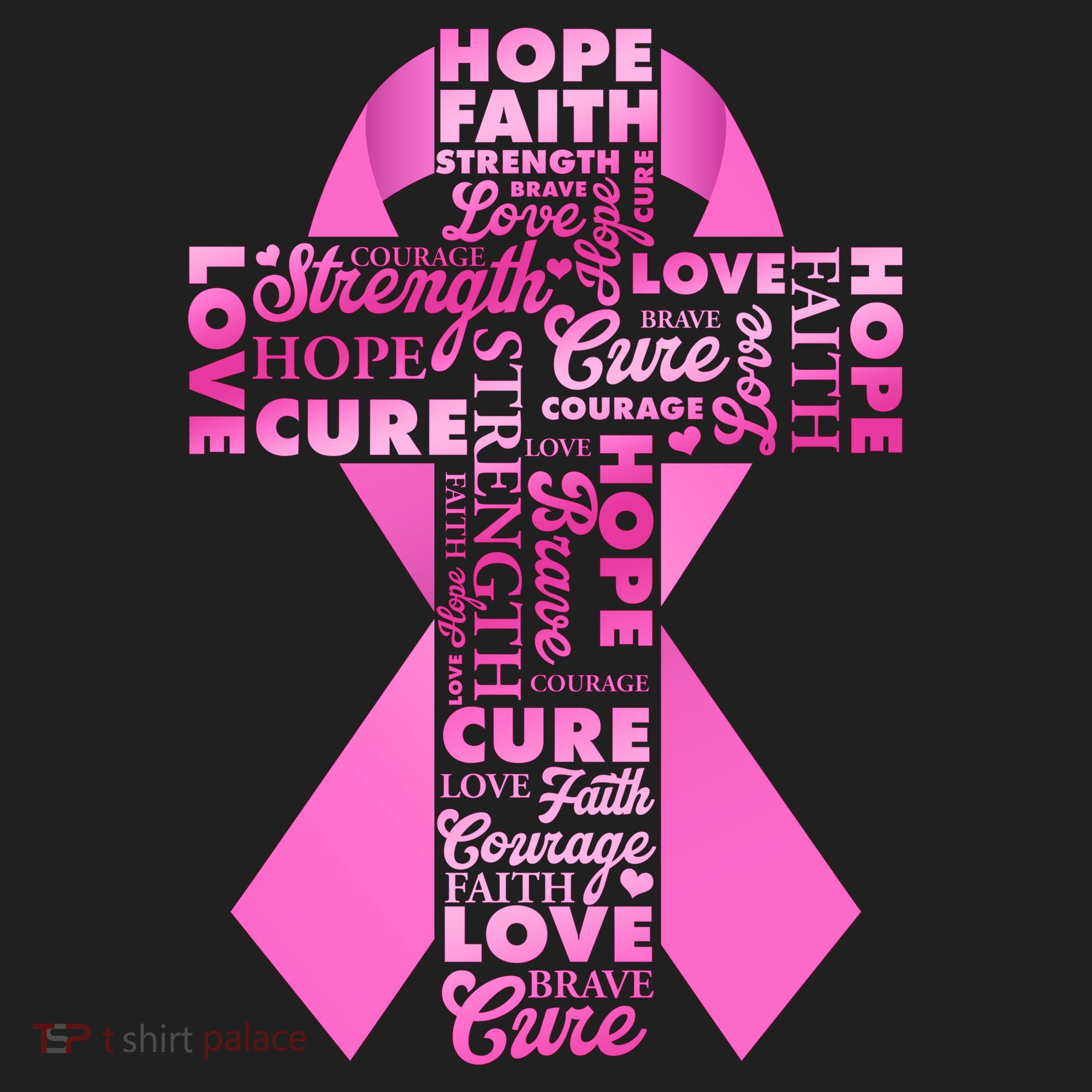 Breast Cancer Awareness Word Text Art Ribbon Cross Beanie
