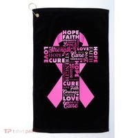 Breast Cancer Awareness Word Text Art Ribbon Cross Golf Towel thumb 0