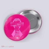 Breast Cancer Awareness Word Text Art Ribbon Cross Button thumb 0