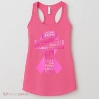 Breast Cancer Awareness Word Text Art Ribbon Cross Women's Tank Top thumb 0