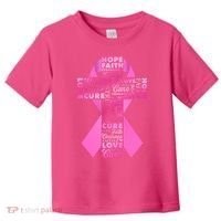 Breast Cancer Awareness Word Text Art Ribbon Cross Toddler T-Shirt thumb 0