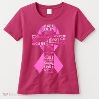 Breast Cancer Awareness Word Text Art Ribbon Cross Women's T-Shirt thumb 0