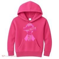 Breast Cancer Awareness Word Text Art Ribbon Cross Kids Hoodie thumb 0