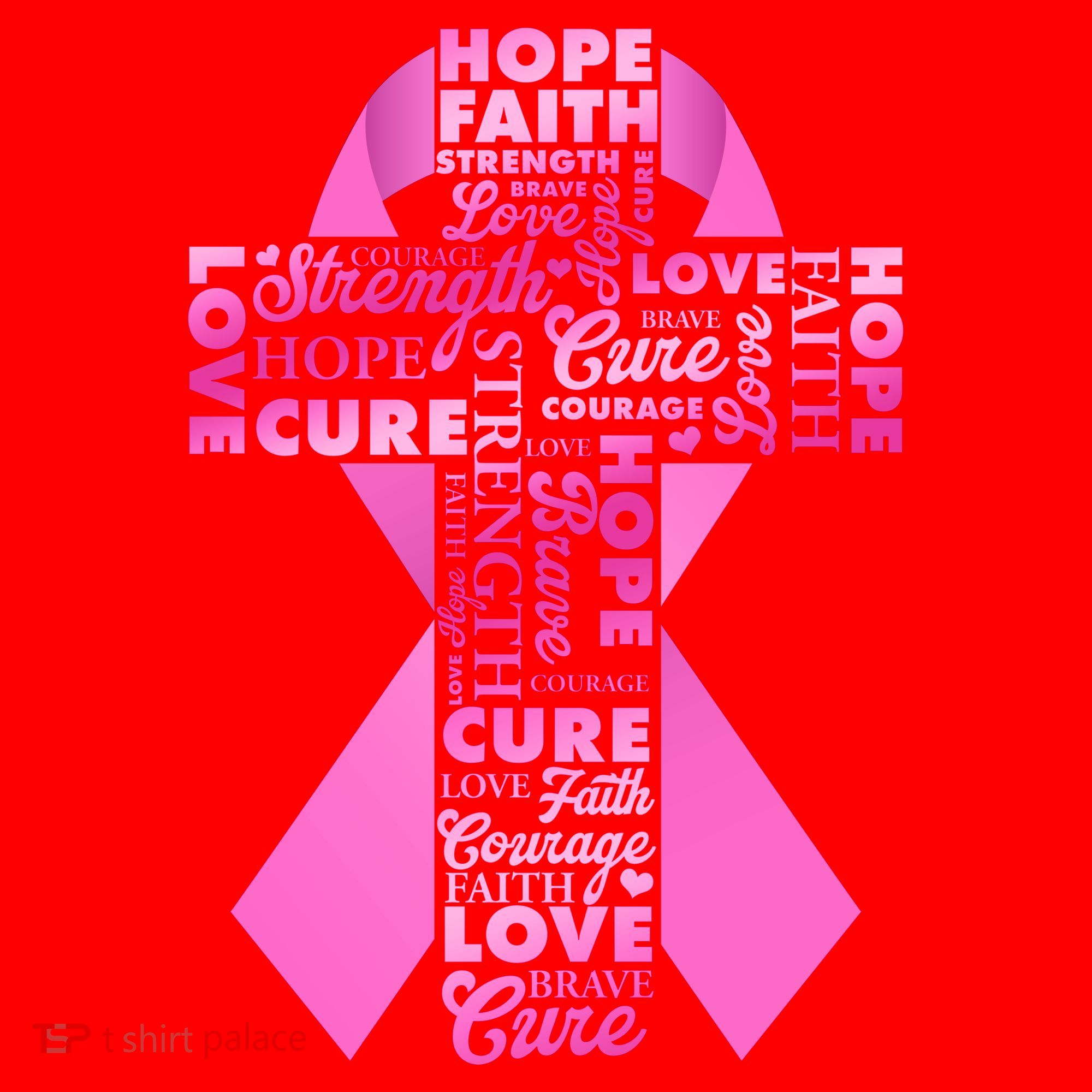 Breast Cancer Awareness Word Text Art Ribbon Cross Santa Hat