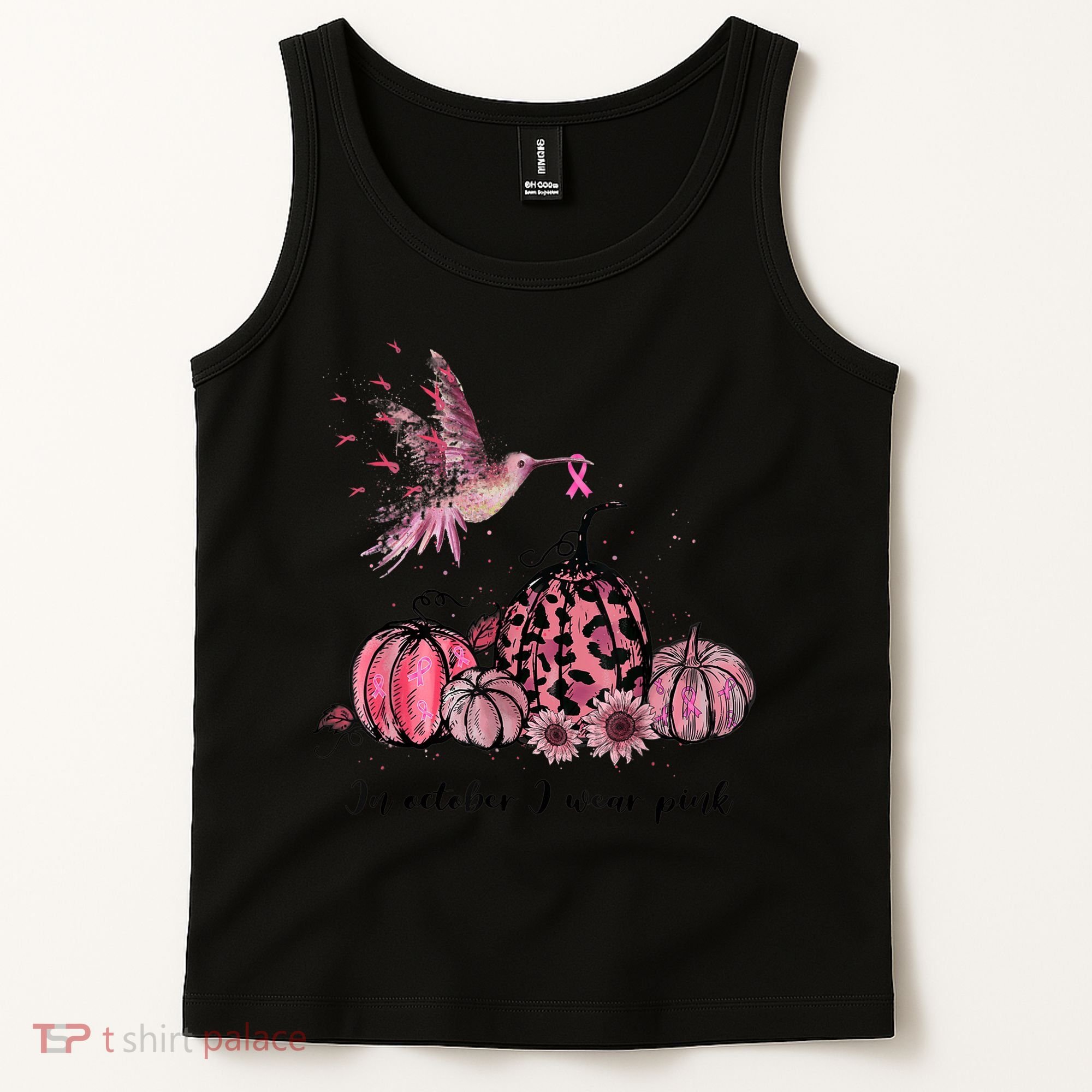 Breast Cancer Awareness In October We Wear Pink Hummingbird Tank Top