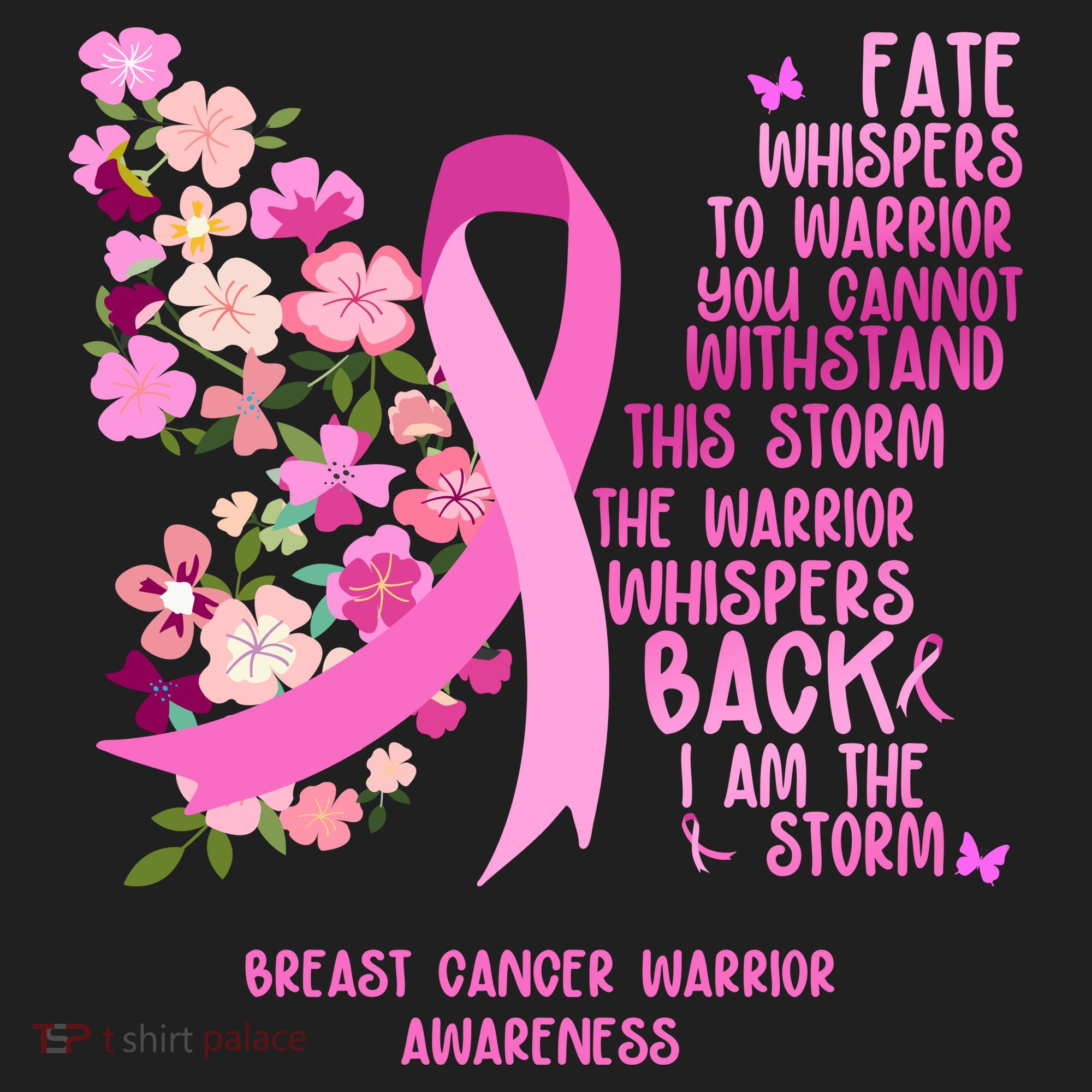 Breast Cancer Awareness Floral Ribbon Butterfly Women's Sweatshirt