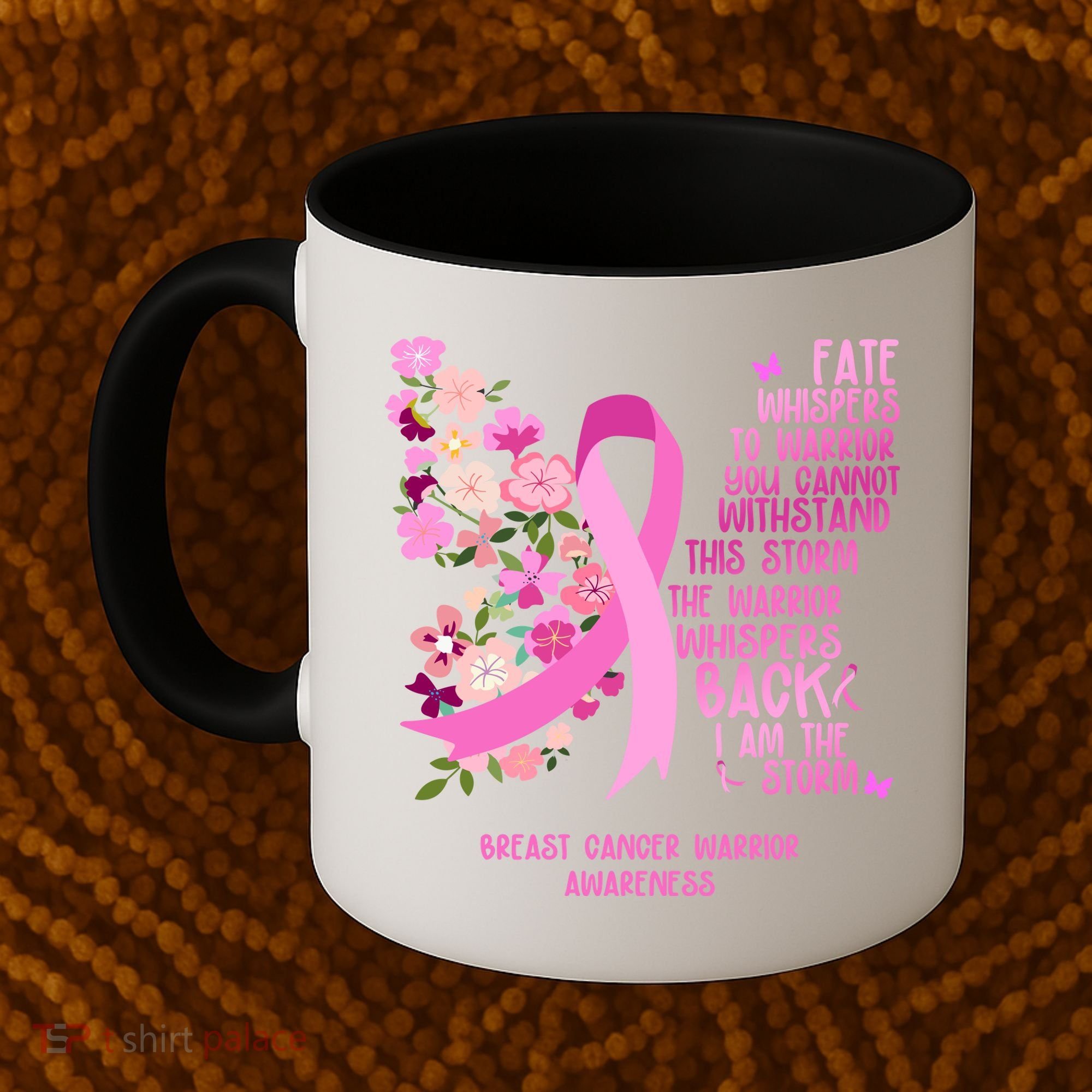 Breast Cancer Awareness Floral Ribbon Butterfly Coffee Mug