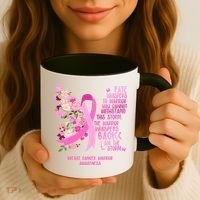 Breast Cancer Awareness Floral Ribbon Butterfly Coffee Mug thumb 3